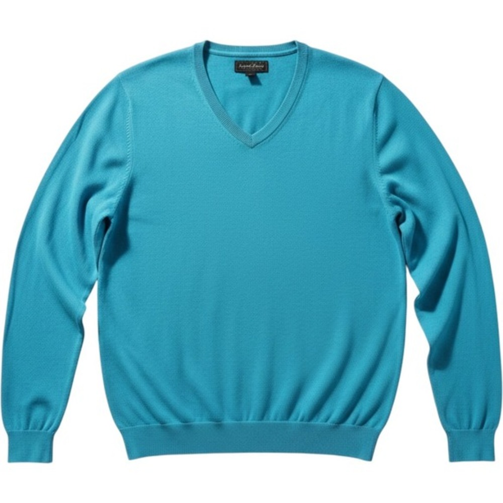 Kenneth‎ Roberts Platinum Mens Teal V Neck Sweater Silk Cotton Blend XL